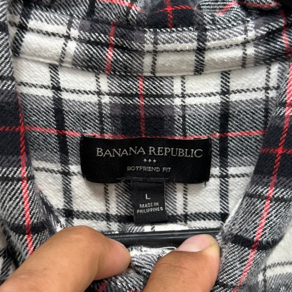 Banana Republic Boyfriend Fit Flannel Shirt Womens Large, 100% cotton - Picture 4 of 9